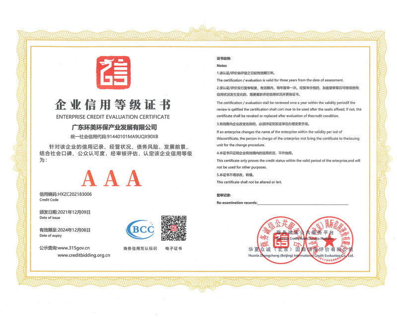 企業信用等級證書